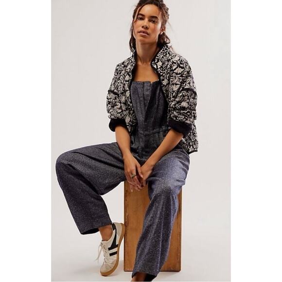 Free People Leonie Menswear Wool Barrel One Piece Jumpsuit Overalls Size Medium - Picture 4 of 12